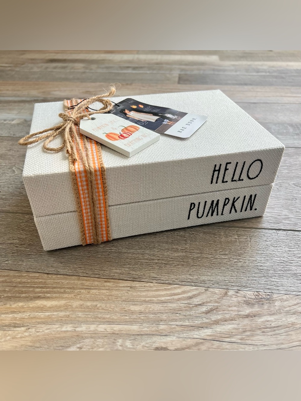 NWT Rae Dunn ‘Hello Pumpkin’ Faux Book Stack Decoration